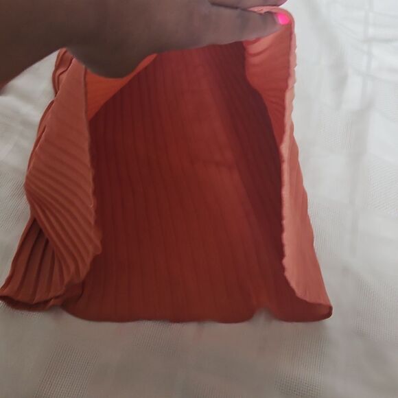 Women's Chiffon Pleated Wide-Leg Palazzo Capri Pants Peach - Picture 7 of 16